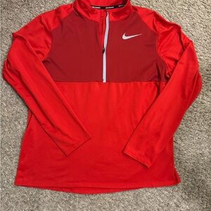Nike Red Half-Zip Long Sleeve Top